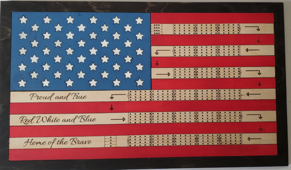 US Flag Cribbage Board