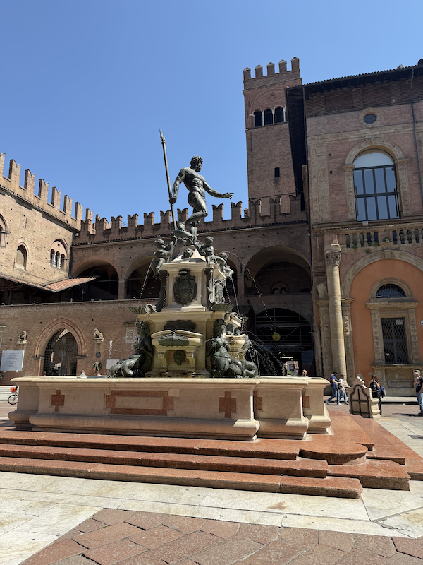 Neptune fountain in Bologna, Italy - The Roman version of Poseidon